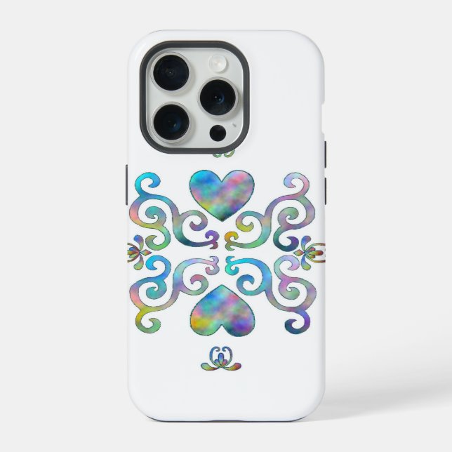 Funda Para iPhone Corazón arcoiris y Lily (Reverso )