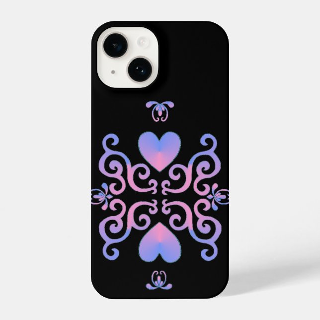 Funda Para iPhone Corazón arcoiris y Lily (Reverso )