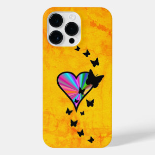 Funda Para iPhone 14 Pro Max Corazón arcoiris y mariposa