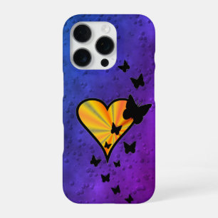 Funda Para iPhone 16 Pro Corazón arcoiris y mariposa