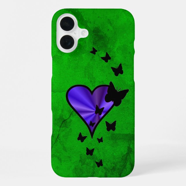 Funda Para iPhone Corazón arcoiris y mariposa (Reverso )