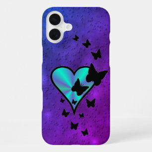 Funda Para iPhone 16 Plus Corazón arcoiris y mariposa