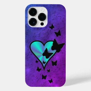 Funda Para iPhone 14 Pro Max Corazón arcoiris y mariposa