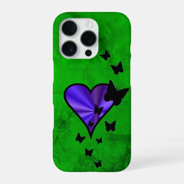 Funda Para iPhone Corazón arcoiris y mariposa (Reverso)