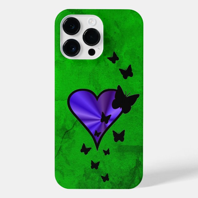 Funda Para iPhone Corazón arcoiris y mariposa (Reverso)