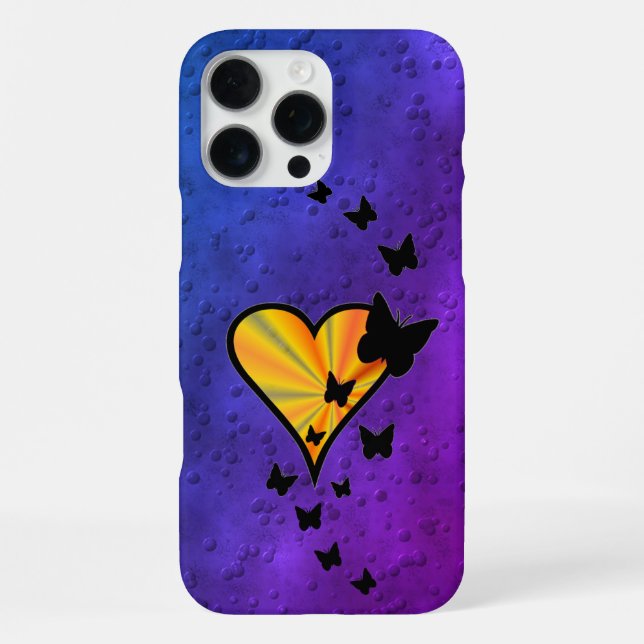 Funda Para iPhone Corazón arcoiris y mariposa (Reverso )