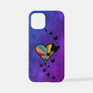 Funda Para iPhone 12 Mini Corazón arcoiris y mariposa