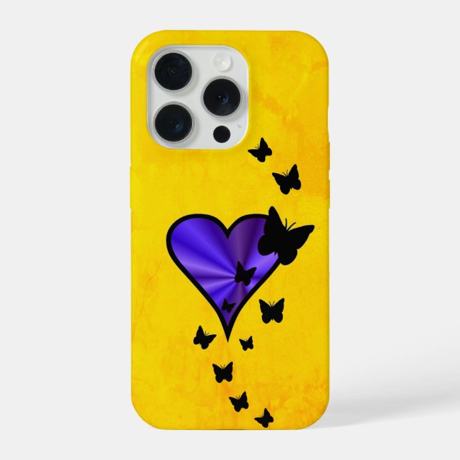 Funda Para iPhone Corazón arcoiris y mariposa (Reverso )