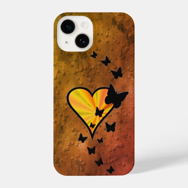 Funda Para iPhone Corazón arcoiris y mariposa (Reverso )