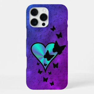 Funda Para iPhone 16 Pro Max Corazón arcoiris y mariposa