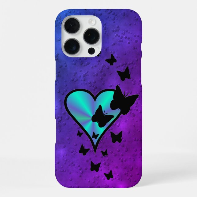 Funda Para iPhone Corazón arcoiris y mariposa (Reverso )