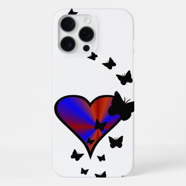 Funda Para iPhone Corazón arcoiris y mariposa (Reverso )