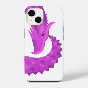 Funda Para iPhone 14 Corazón brillante dragón púrpura en blanco