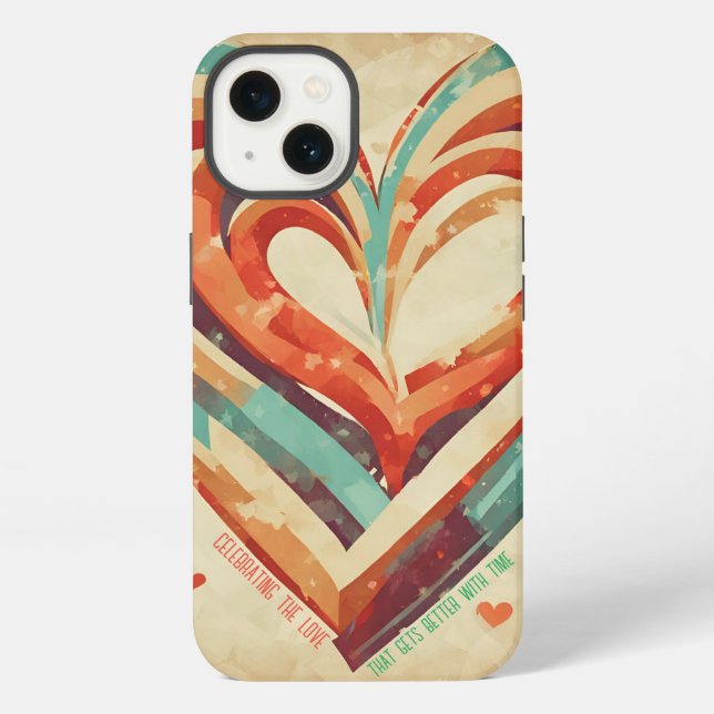 Funda Para iPhone Corazón con Estilo Retro (Reverso )