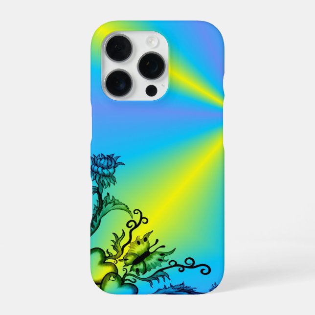 Funda Para iPhone Corazón con flor y mariposa (Reverso)