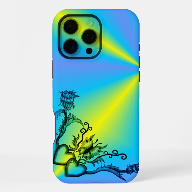 Funda Para iPhone Corazón con flor y mariposa (Reverso )