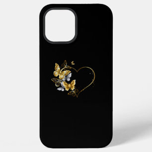 Funda Para iPhone 12 Pro Max Corazón con mariposas doradas
