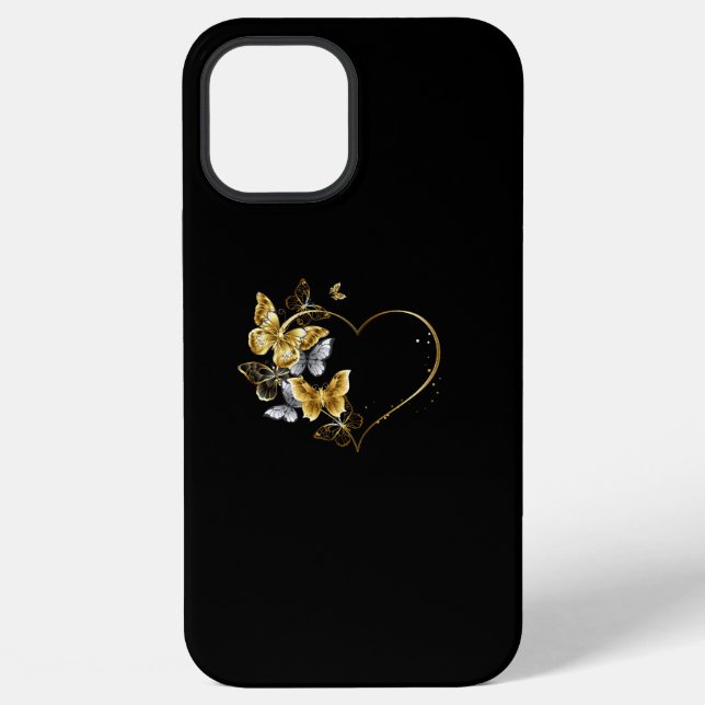 Funda Para iPhone Corazón con mariposas doradas (Reverso )