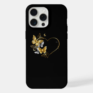 Corazón con mariposas doradas
