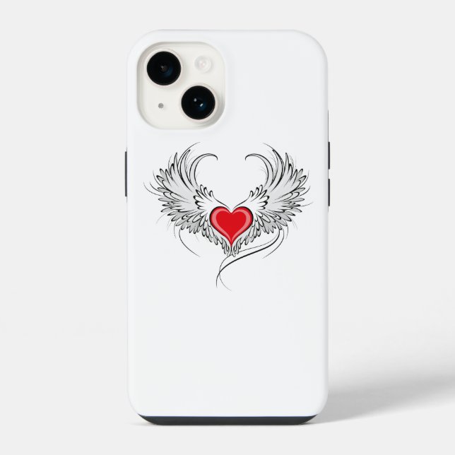 Funda Para iPhone Corazón de Ángel Rojo con alas (Reverso )