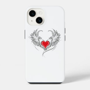 Funda Para iPhone 14 Corazón de Ángel Rojo con alas