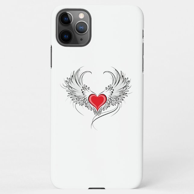 Funda Para iPhone Corazón de Ángel Rojo con alas (Reverso)