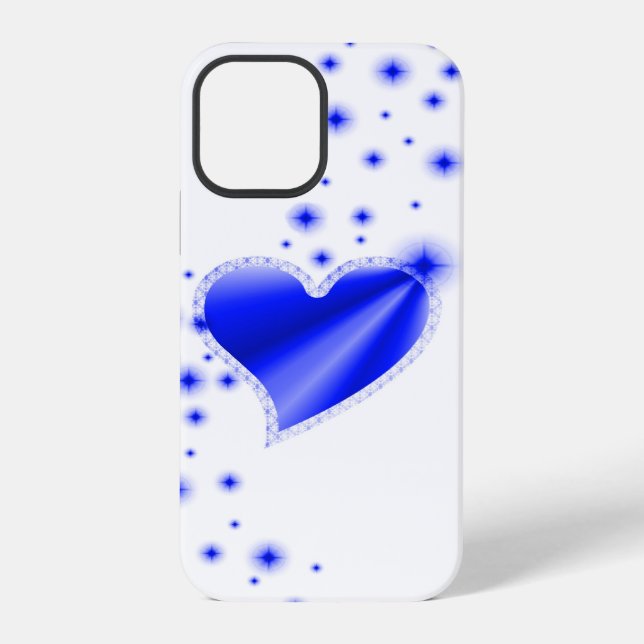 Funda Para iPhone Corazón de Arcoíris Azul con Estrellas (Reverso )