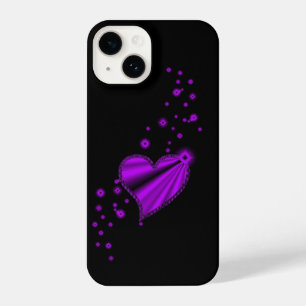 Funda Para iPhone 14 Corazón de arcoiris morado con estrellas