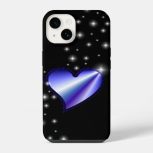 Funda Para iPhone 14 Corazón de arcoiris morado con estrellas