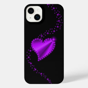 Funda Para iPhone 14 Plus Corazón de arcoiris morado con estrellas