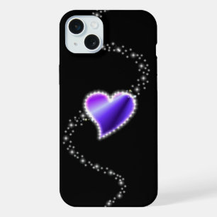 Corazón de arcoiris morado con estrellas en negro