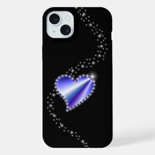 Corazón de arcoiris morado con estrellas en negro