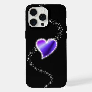 Corazón de arcoiris morado con estrellas en negro