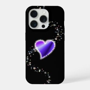 Corazón de arcoiris morado con estrellas en negro