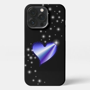 Funda Para iPhone 13 Pro Corazón de arcoiris morado con estrellas en negro