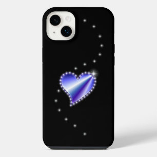 Funda Para iPhone 14 Plus Corazón de arcoiris morado con estrellas en negro