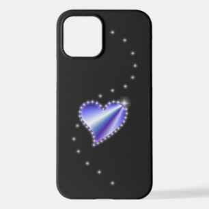 Funda Para iPhone 12 Corazón de arcoiris morado con estrellas en negro