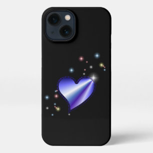 Corazón de arcoiris morado con estrellas en negro