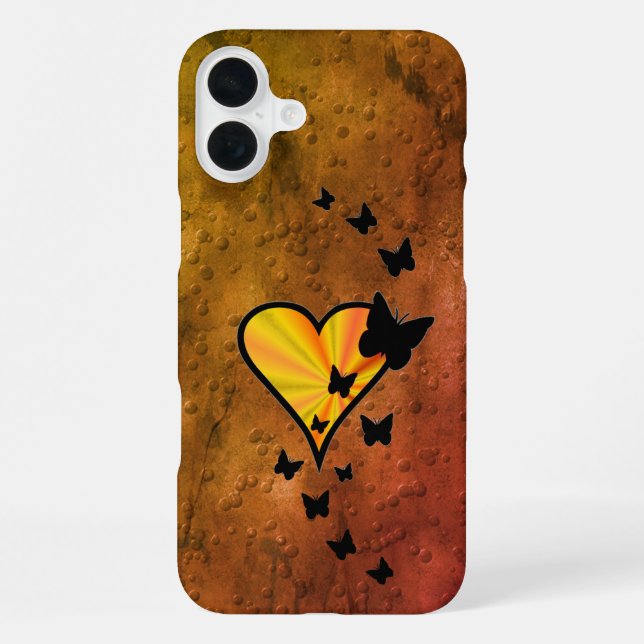 Funda Para iPhone Corazón de Arcoíris y Mariposa (Reverso )