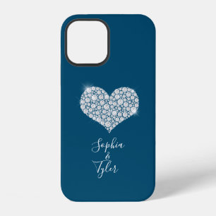 Funda Para iPhone 12 Corazón de diamante brillante nombres en guión bla