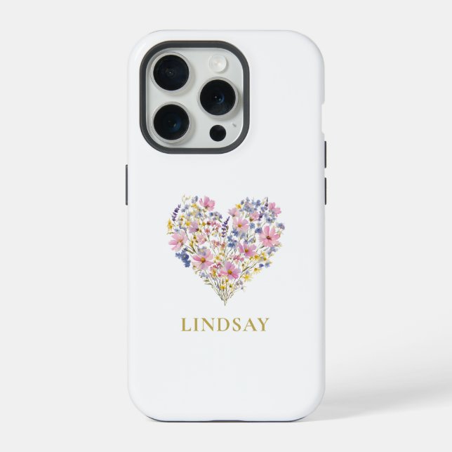 Funda Para iPhone Corazón de Flor Silvestre Personalizado (Reverso )