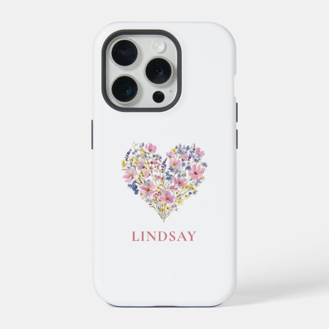 Funda Para iPhone Corazón de Flor Silvestre Personalizado (Reverso )