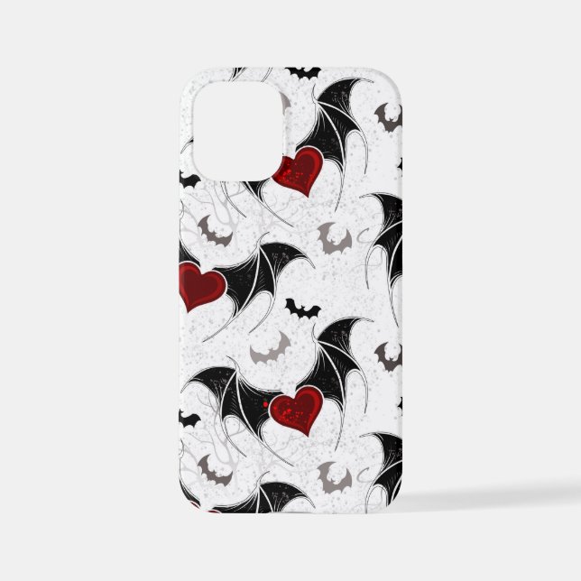 Funda Para iPhone Corazón de Halloween con alas de murciélago negro (Reverso )