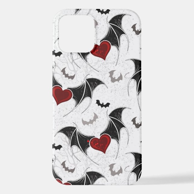 Funda Para iPhone Corazón de Halloween con alas de murciélago negro (Reverso )
