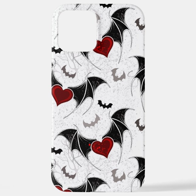 Funda Para iPhone Corazón de Halloween con alas de murciélago negro (Reverso )