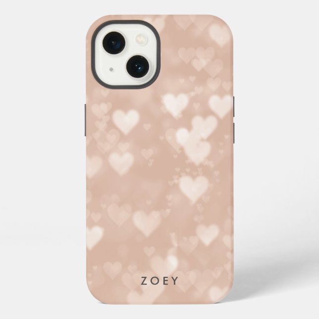 Funda Para iPhone Corazón de oro rosa Bokeh (Reverso )