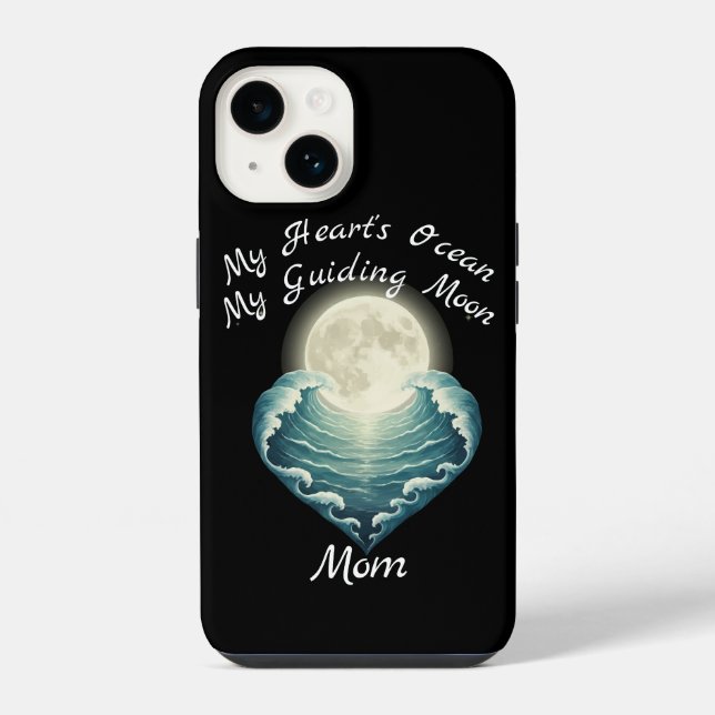 Funda Para iPhone Corazón del Océano Guiando Luna Mamá (Reverso )