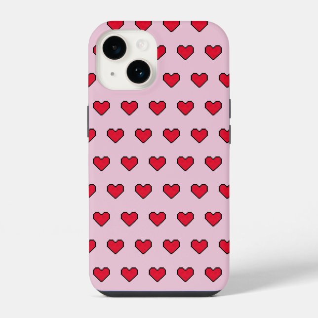 Funda Para iPhone Corazón en forma de pixel adorable (Reverso )