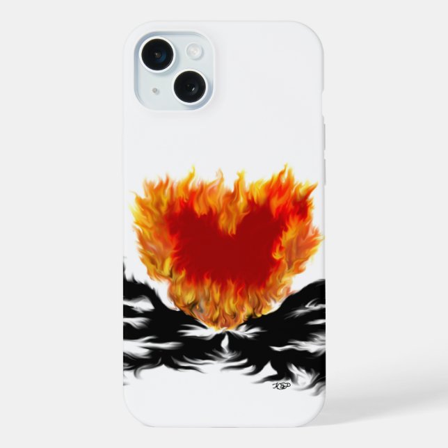 Funda Para iPhone Corazón en llamas (Reverso )