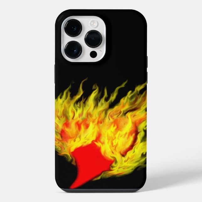 Funda Para iPhone Corazón en llamas (Reverso )